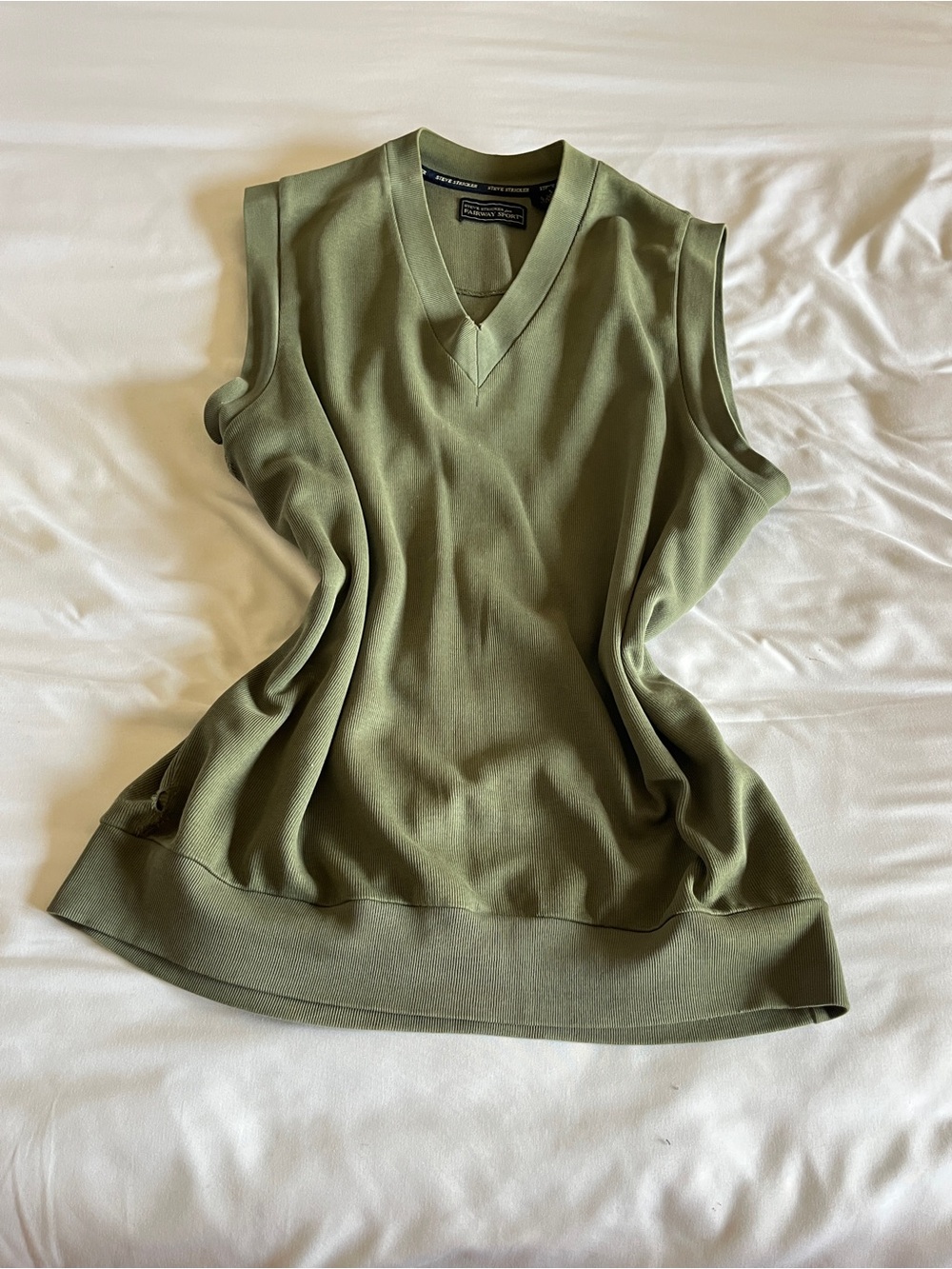 Vintage Steve Stricker for Fairway Sport Olive Green V-Neck Ribbed Tank Top Size